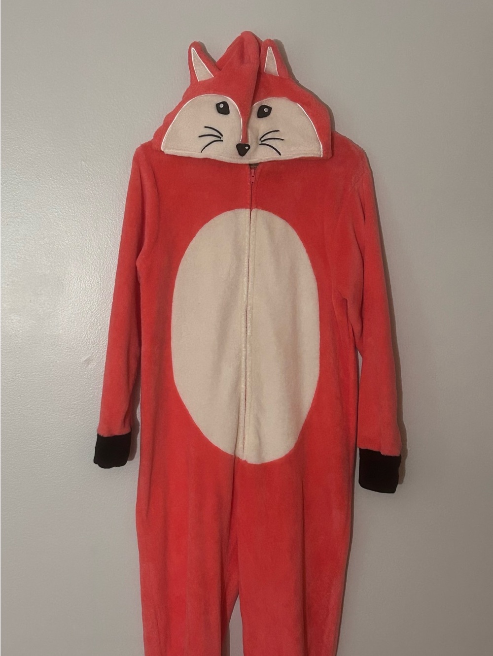 PJ Couture Fox Animal Suit Orange/White One Piece Hoodie Halloween/ PJ’S Sz S